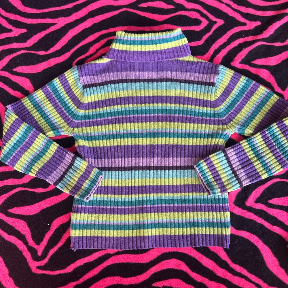 Multicolored Striped Turtleneck
